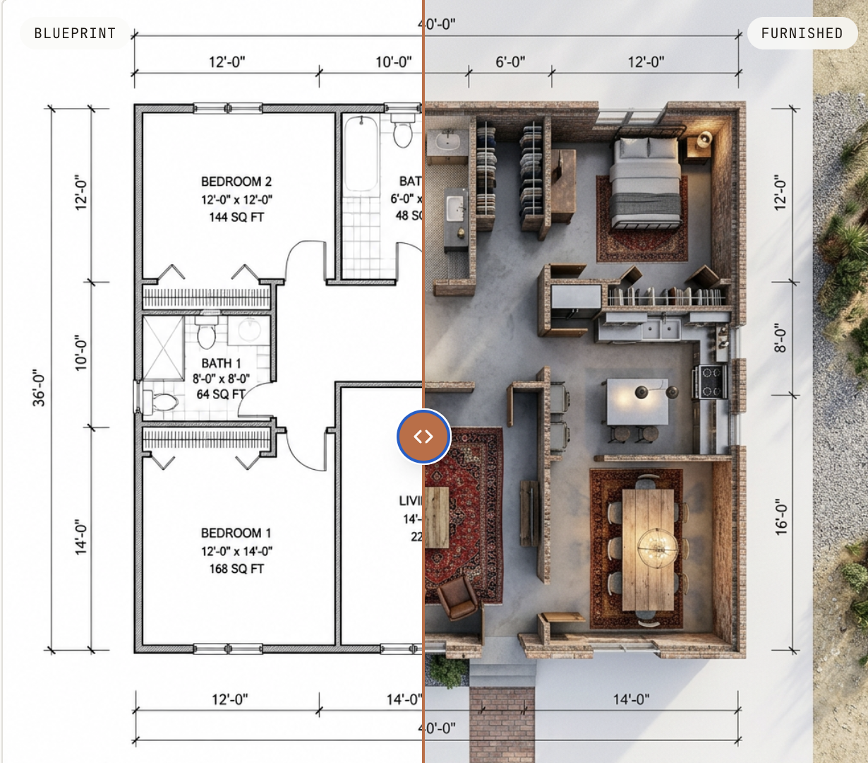 Precision-dimensioned blueprints — Floor plan